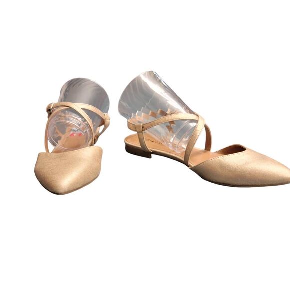 Indigo Rd Gold Metallic Faux Leather Strappy Pointy Toe Sandals Shoes - Picture 8 of 8